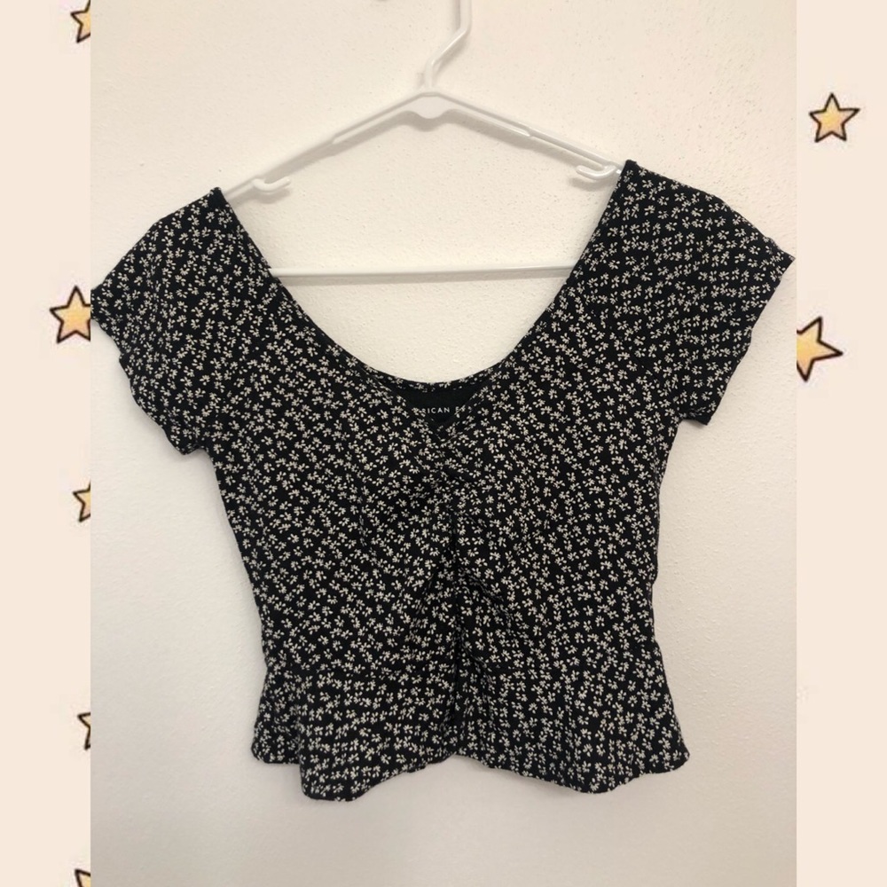 Cinch Front American Eagle Crop Top